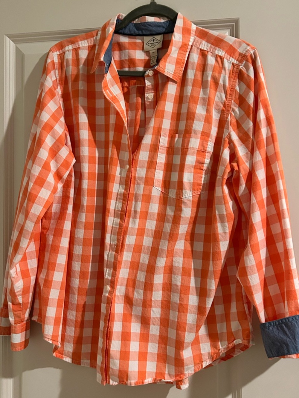 St. John's Bay Orange and White Gingham Shirt